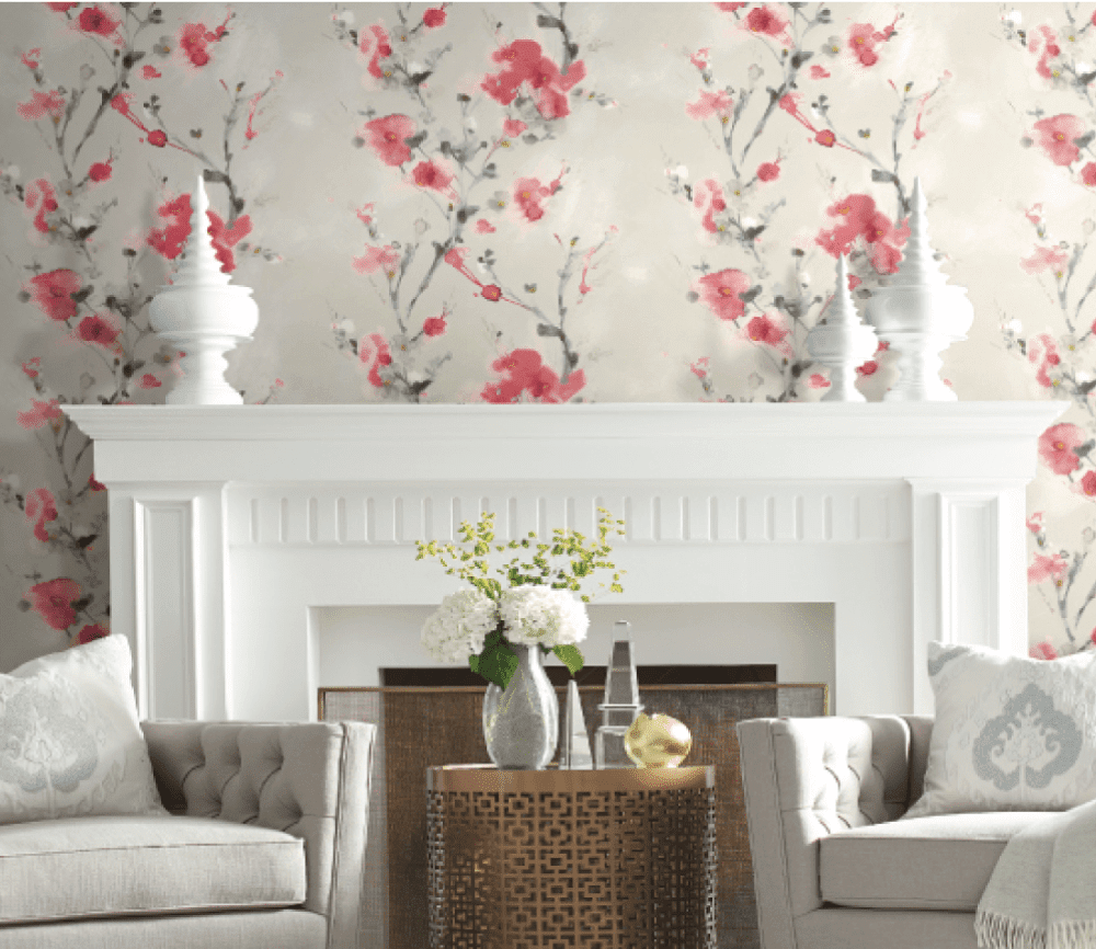 Candice Olson red floral wallpaper design