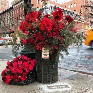 Flowers In New York Trash Can