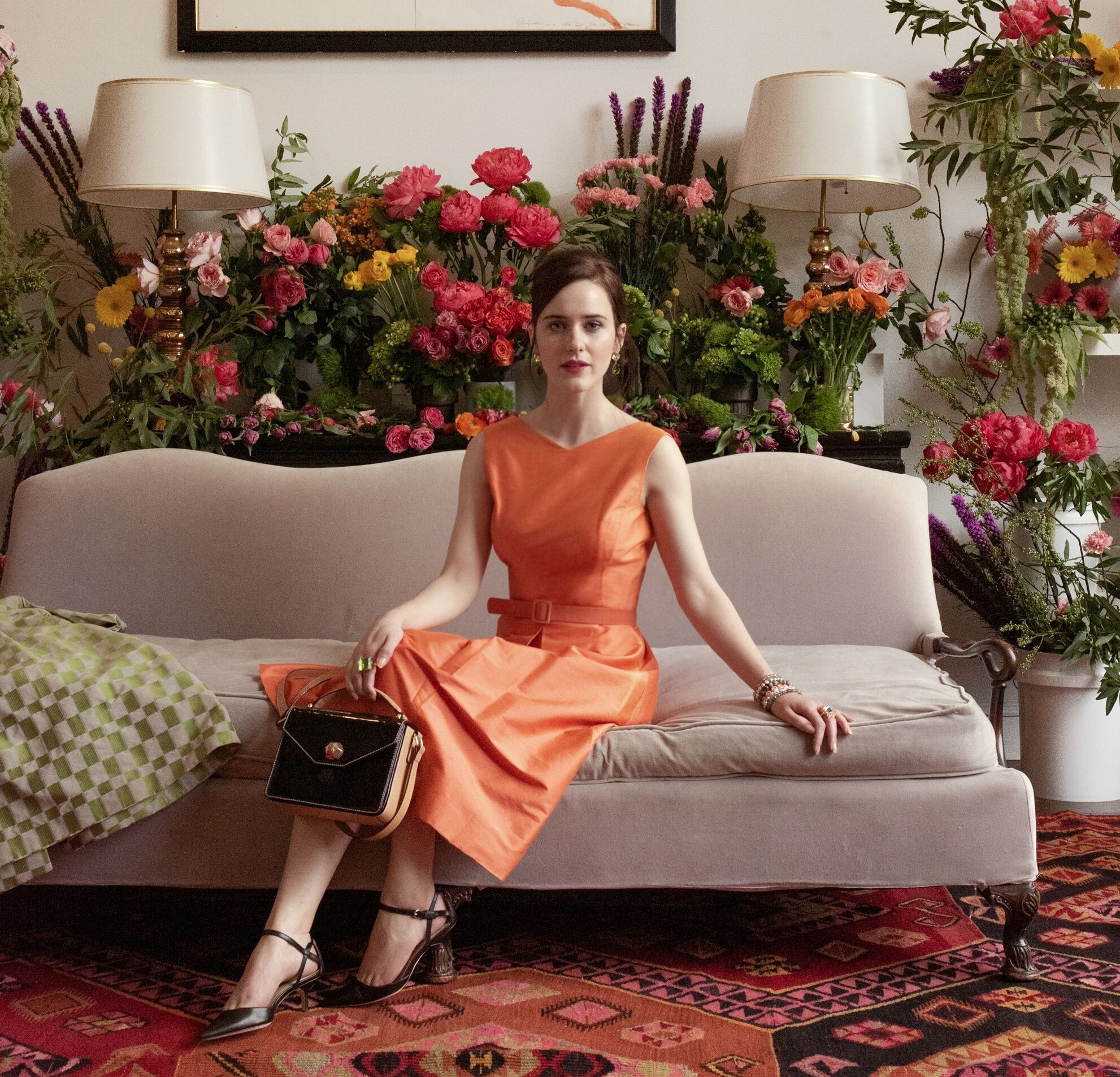 Rachel Brosnahan Surrounded By Roses