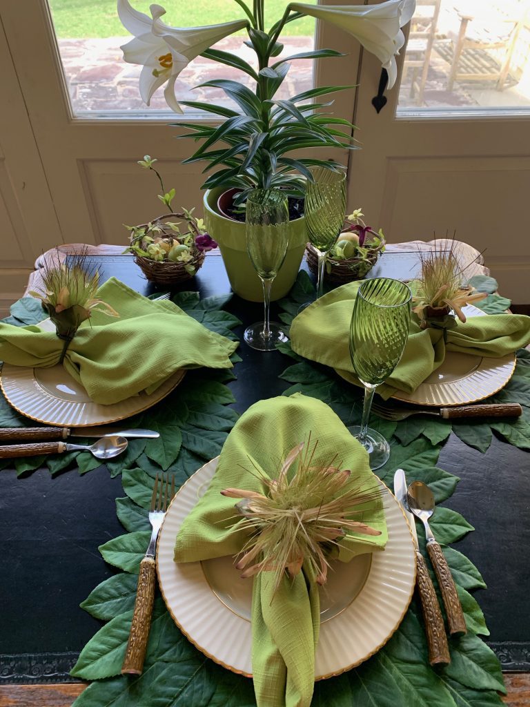Beautiful Green Spring Summer Table Setting