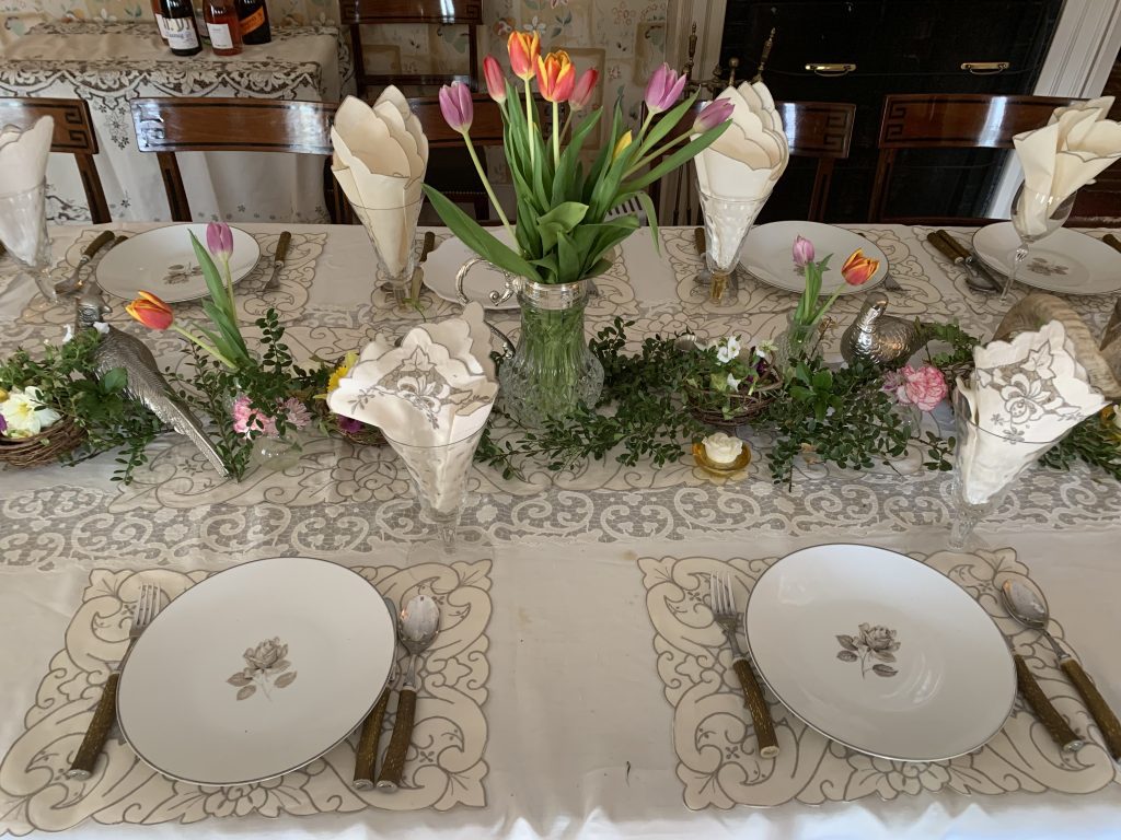 Formal Spring Table Settings With Flowers