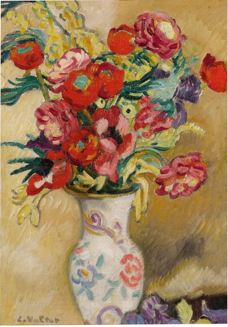Bouquet Au Vase De Faience