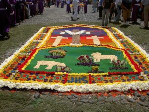 Religious Guatemalan Floral Carpet