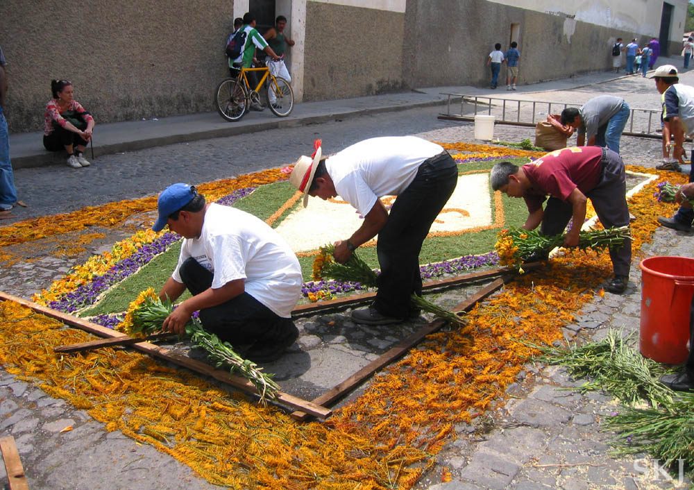 Guatemalans Create Floral Carpets