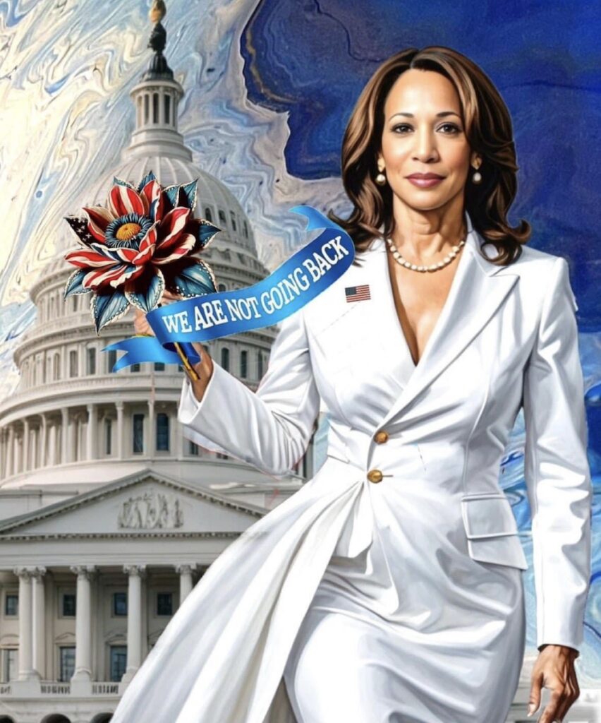 Kamala Harris and Lotus flower 