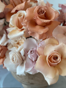 Rosaprima bouquet closeup shot on the display