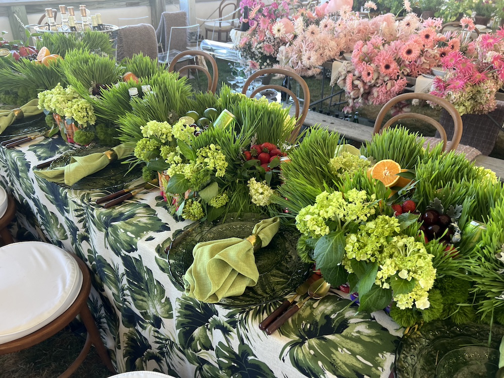 green hydrangeas table